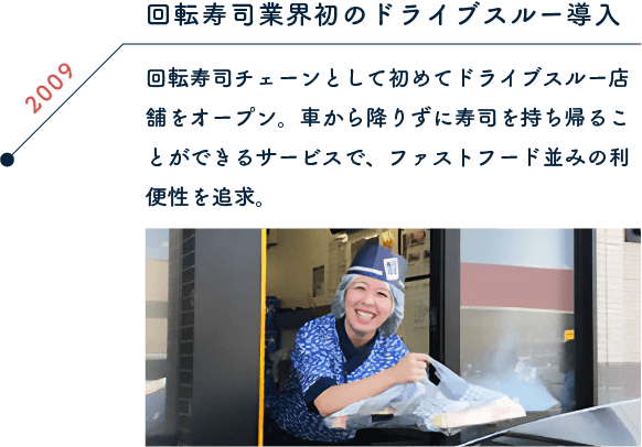 2009 回転寿司業界初のドライブスルー導入
